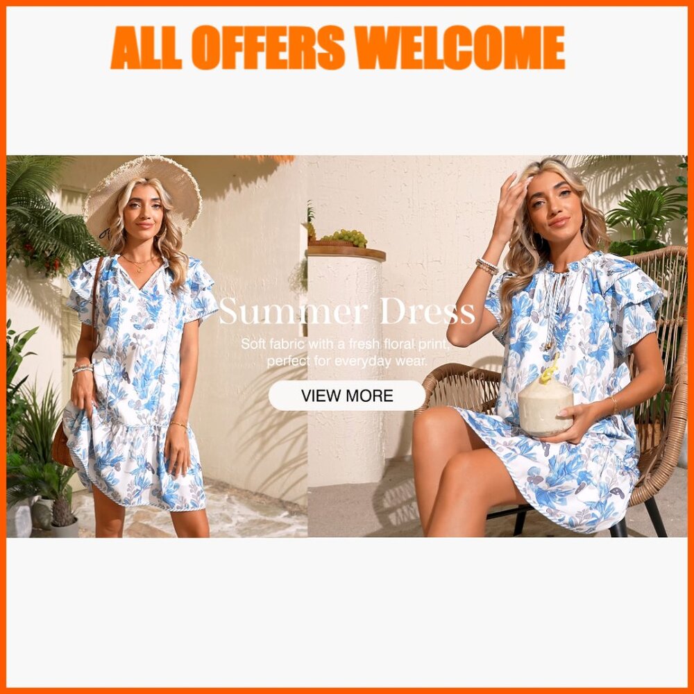 Polyester Boho Floral V-Neck Drawstring Ruffle Sh… - image 7